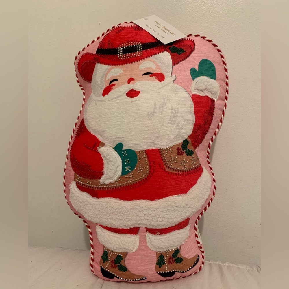 NWT ISAAC MIZRAHI
NEW YORK™
DECORATIVE PILLOW PINK COWBOY SANTA